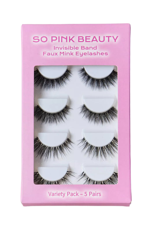 SO PINK BEAUTY Mink Eyelashes Variety Pack 5 Pairs